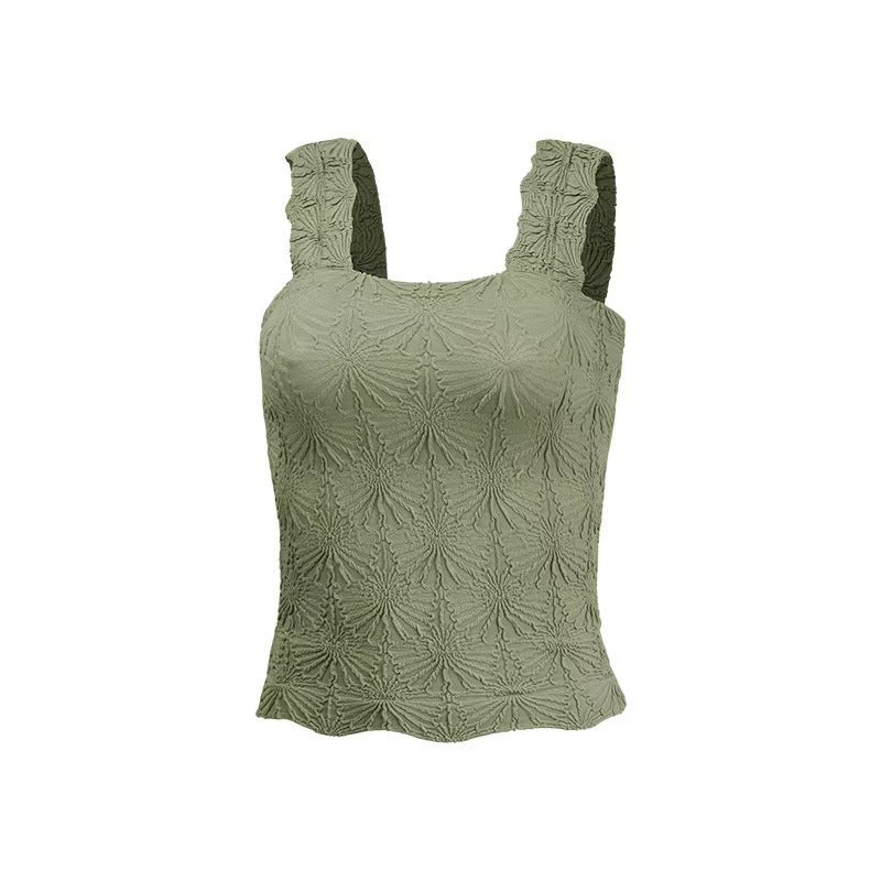 Women's Pleated Figure-flattering Square-neck Camisole
