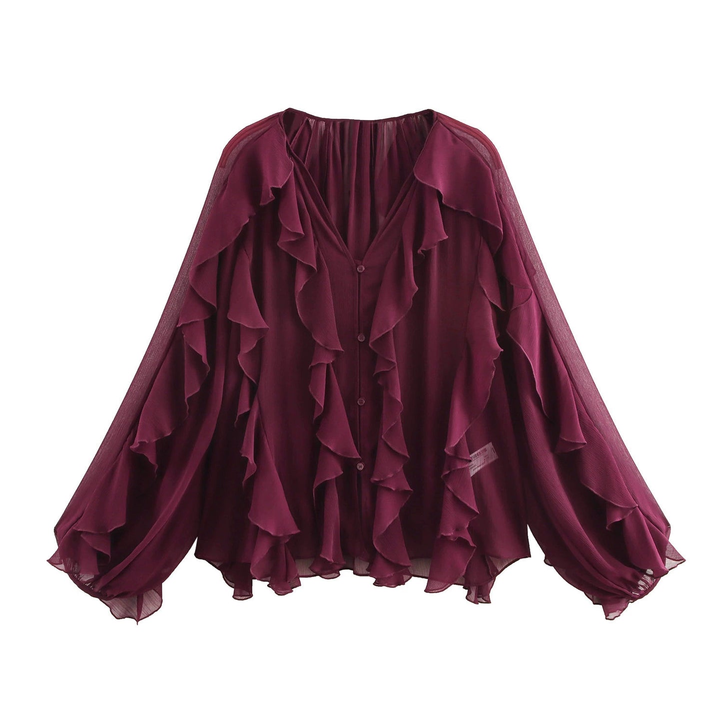 Women's Laminated Fashion V-neck Long Sleeve Shirt