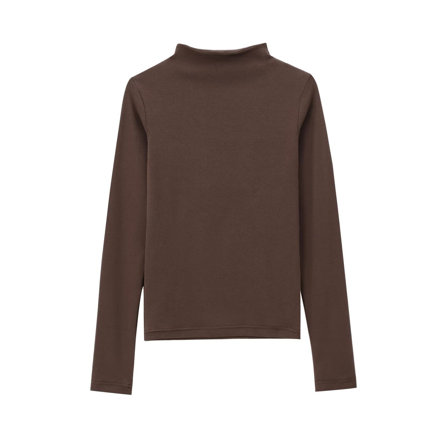 Nye efterårsdametøj mode alsidig simpel rullekrave T-shirt