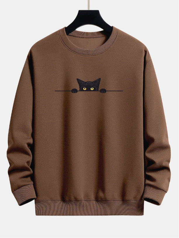 Creative Cat Print Cute Cat Round Neck Sweater