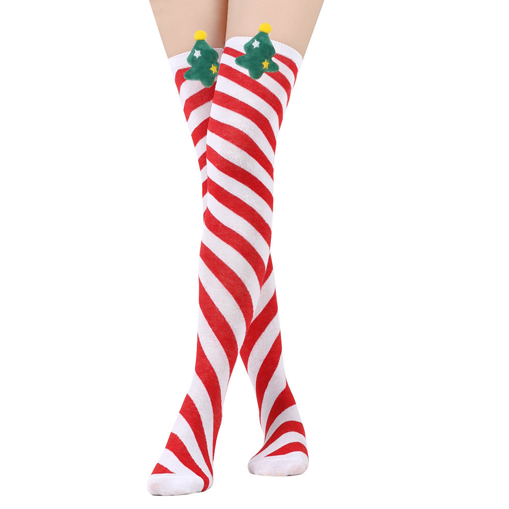 Bow Christmas Stockings Over The Knee Decorative High Tube
