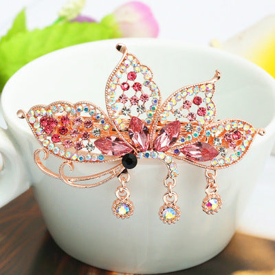 Crystal Inlaid Diamond Spring Horsetail Hairpin Peacock Hairpin