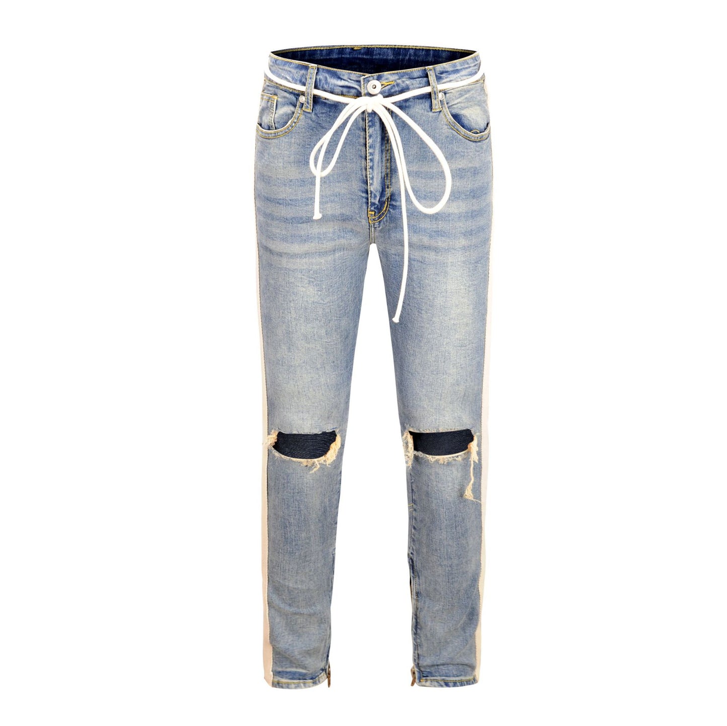 Elastic ripped jeans with small feet