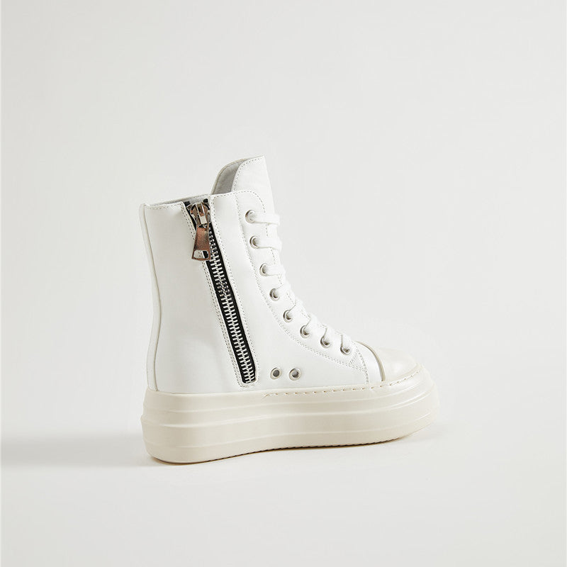 Ladies Candy Color Thick Sole Heightening Casual Shoes High Top