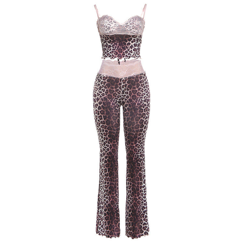 Womens Sexy Printed Bodycon Camisole And Pants Set