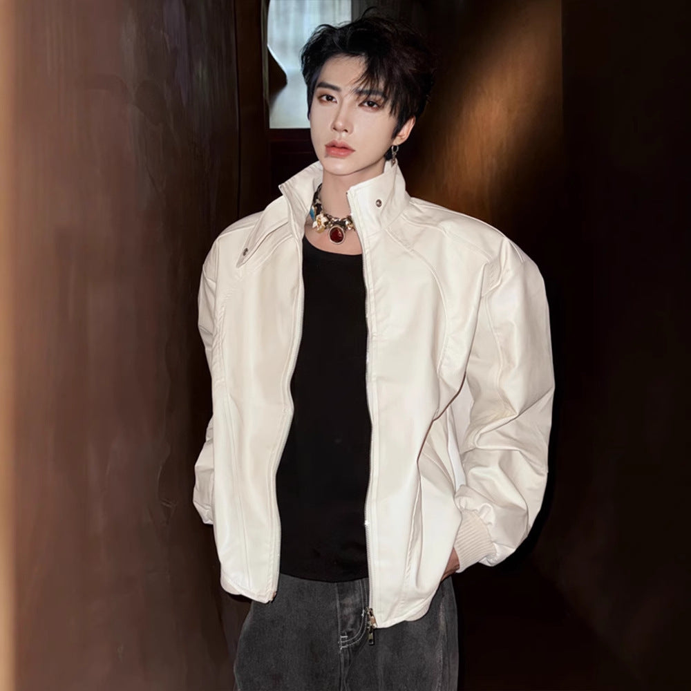 Mens Stylish Casual Short Leather Jacket