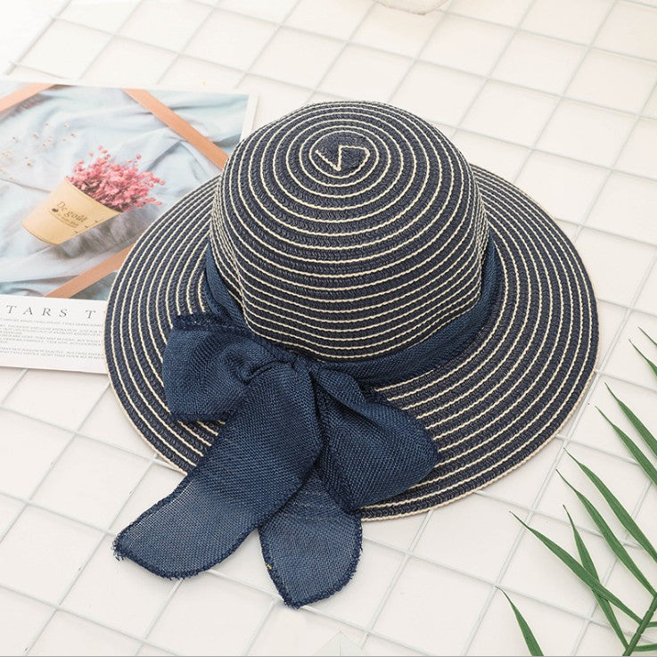 New Seaside Big Brimmed Ladies Straw Hat With Bow