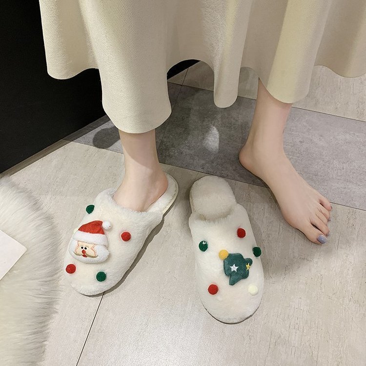 Santa Claus Slippers Women's Flat Baotou