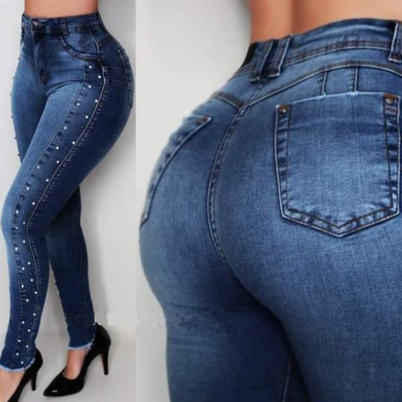 Hip-lifting high stretch pants