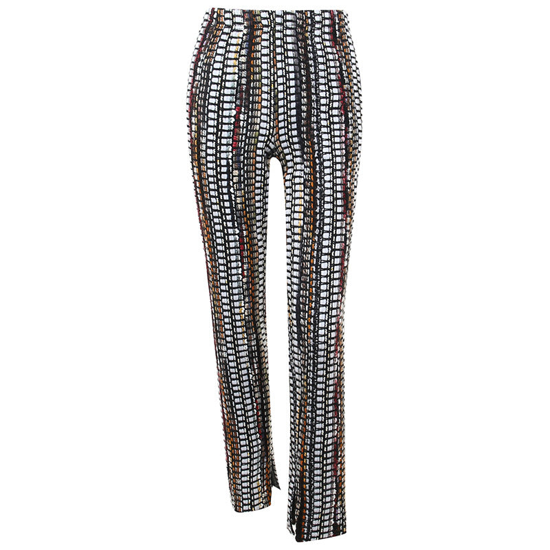 Women's Fashion Casual Coarse Woven Contrast Pants
