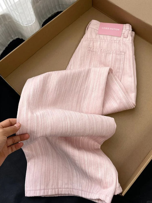 Striped Wide Leg Jeans Women's High Waist