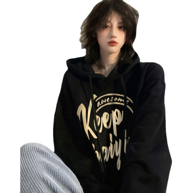 Sweater til kvinder efterår og vinter, foret med fleece, tyk, afslappet stil