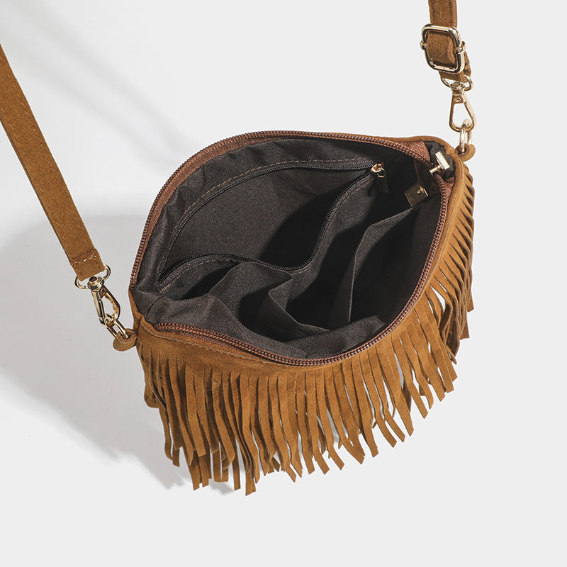 Mat mat vintage damesaddeltaske med kvast