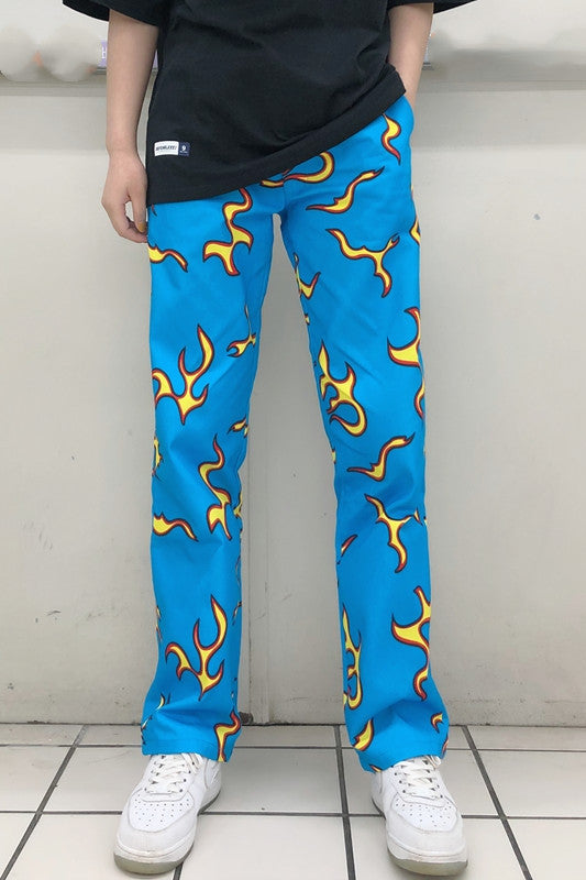 Blue flame straight leg sweatpants are all the rage