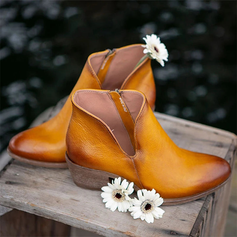 Pigskin Solid Color Mid Cut Martin Boots