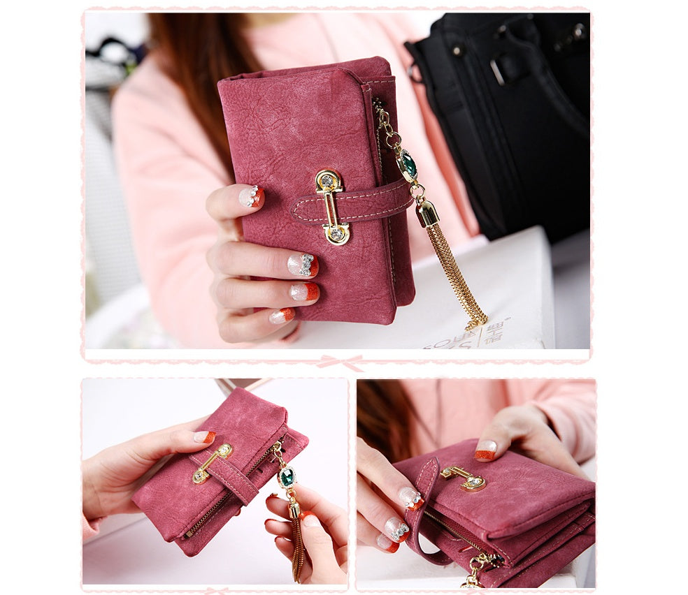 Scrub ladies multi-function coin purse tassel pendant wallet ladies wallet