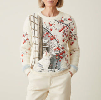 Womens Printed Christmas Flannel Hoodie Top