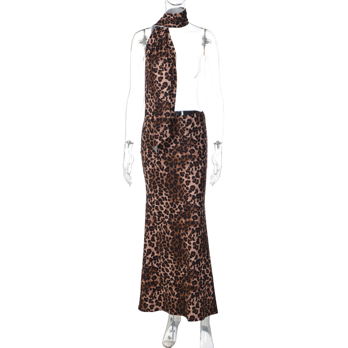 Women's Printed Slim-fit Personalized Leopard-print Skirt With Free Ribbon