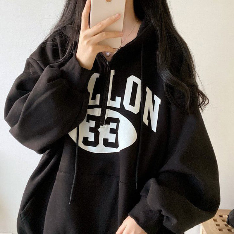 Fleece-lined Thickened Hooded Sweatshirt Women's Design Sense