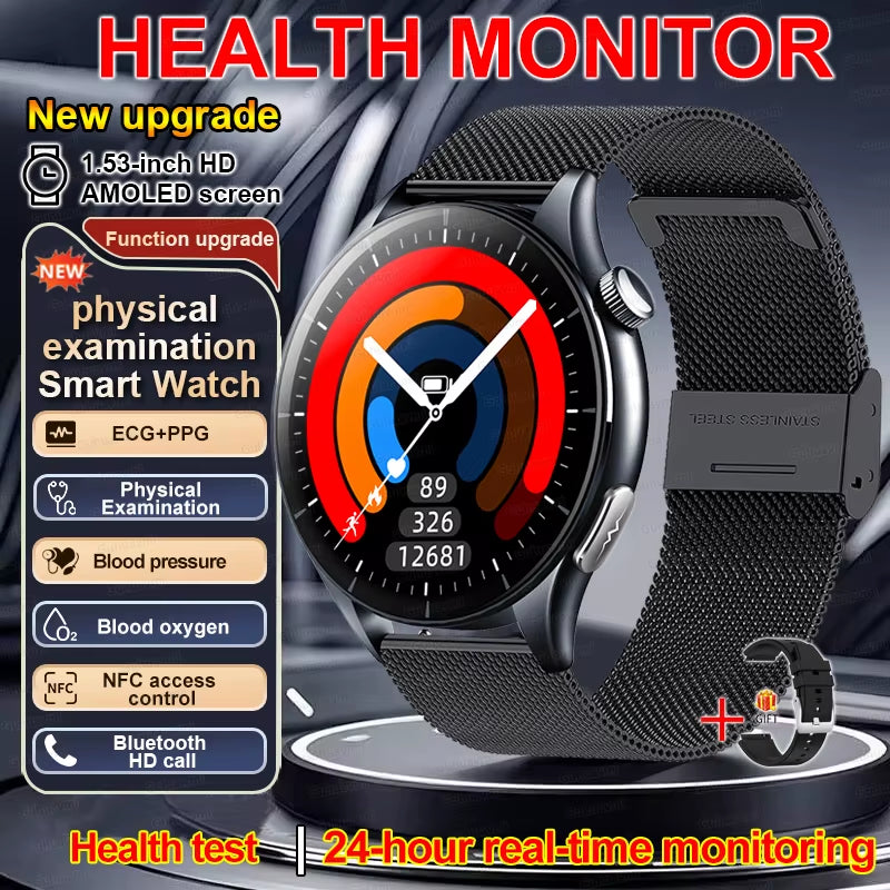 2025 New Smart Watch NFC ECG+PPG Blood Oxygen Uric Acid Blood Pressure Sapphire Smartwatch Men for Android Ios Smart Watch Men