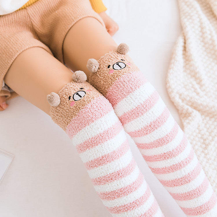 Coral fleece over the knee warm long socks
