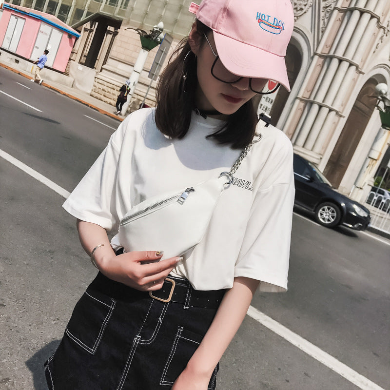On the new pocket female summer new wave Korean version of the personality fashion chain chest bag simple wild Messenger bag