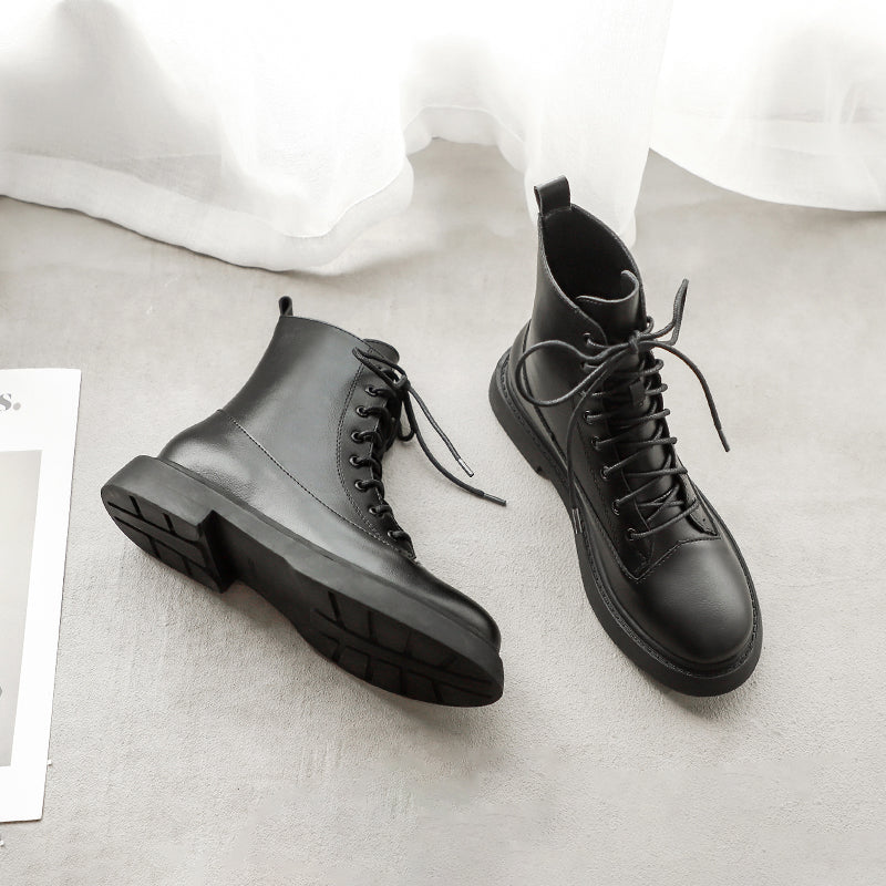 New All-match Color Matching Motorcycle Rider Short Boots