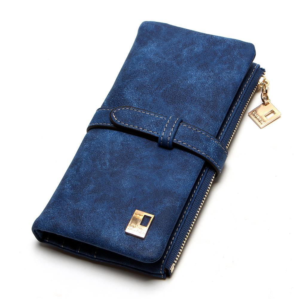 Women's solid color long wallet