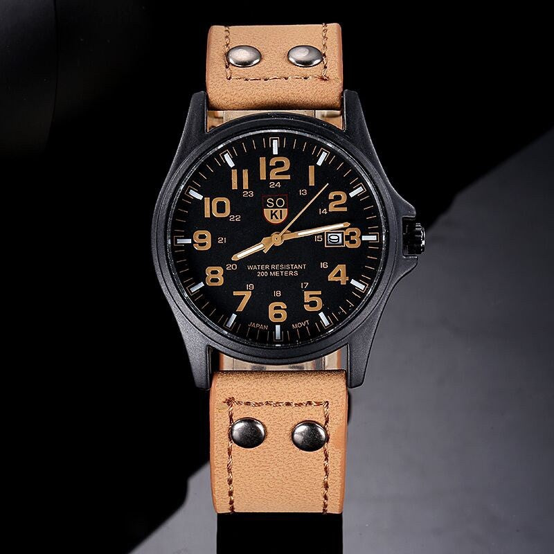 Military watch frosted belt quartz men's watch