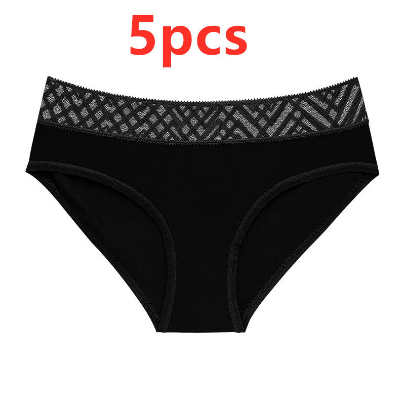 Medium and low waist underwear with lace trim