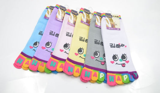 reative cartoon cute five-finger socks women's socks short paragraph ladies cotton toe socks