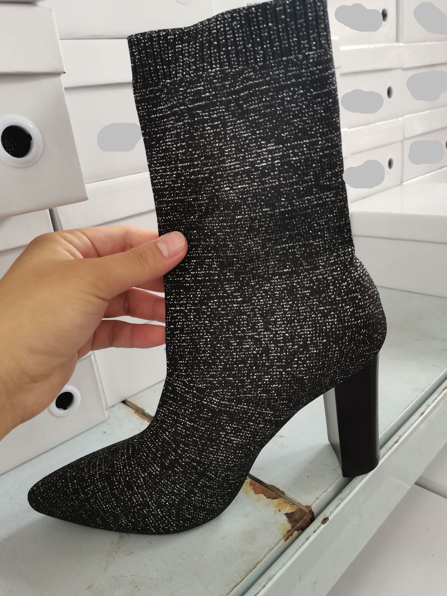 High-heeled Mid-tube Boots Were Thin Elastic Women's