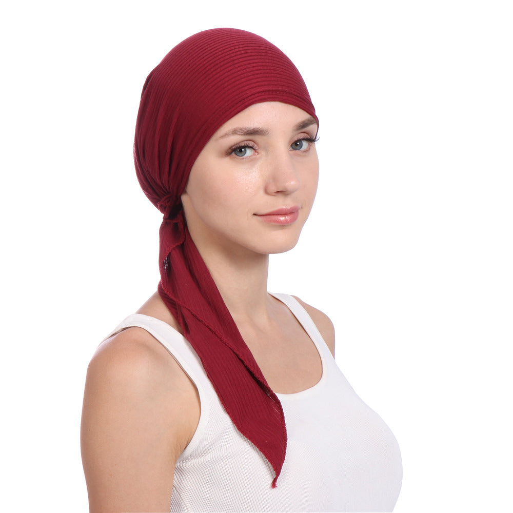 Folded curved solid color toe two tails drawn cotton cap