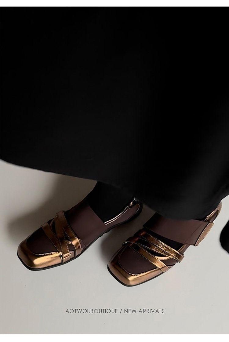 Franske Ballerinasko i Ægte Læder til Kvinder, Eksklusivt Niche-Design, Moderigtige Sporty Casual Pumps med Lavt Snit