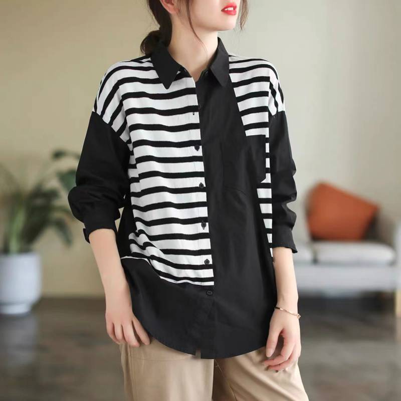 Artistic Patchwork Lightweight Cotton Casual Shirt