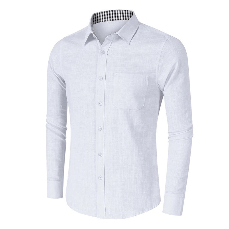 Men's Plaid Linen Shirt Long Sleeve Clothes