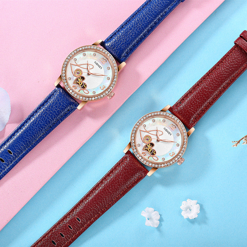 Mechanical hollow luminous belt waterproof watch