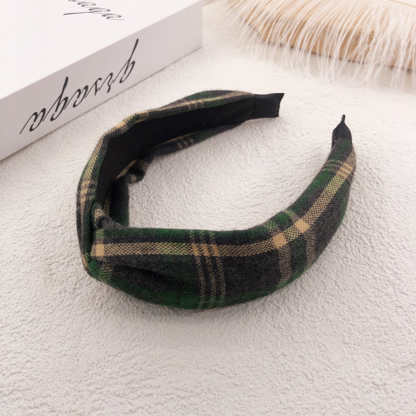 Suede flower hit color headband