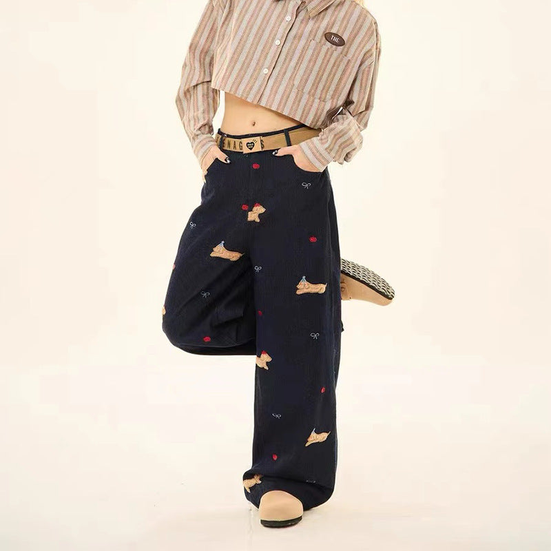 High Street Design High Waist Loose Wide Leg Pants