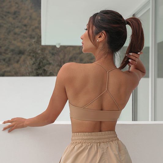 Summer  Yoga Tube Top Shoulders Gathered Sports Underwear