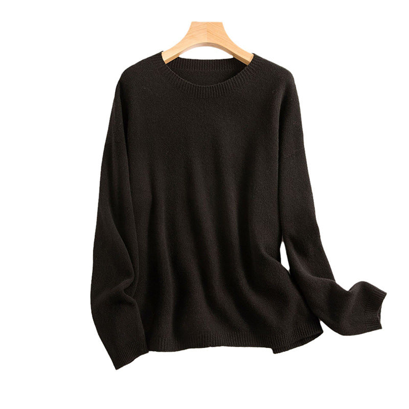 Women's Loose Slimming Round Neck Pure Wool Sweater
