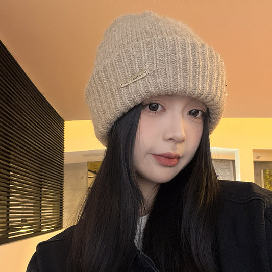 Woolen Cap Thermal Wool Letter Pullover Knitted Hat