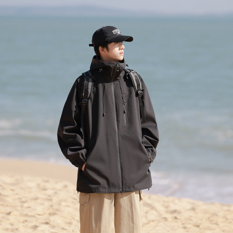 Men's New Casual Versatile Loose Sports Hooded Jacket