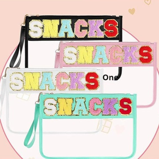 Snack Zipper Bag Transparent Chenille Embroidery Letters