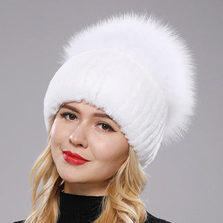 Womens Warmth-Retaining Rex Rabbit Fur Winter Hat