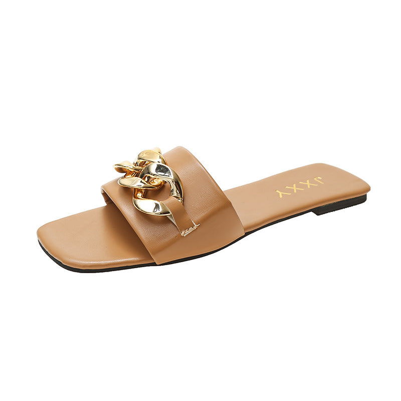 New Style Women's Slippers With Square Toe Flip Flops