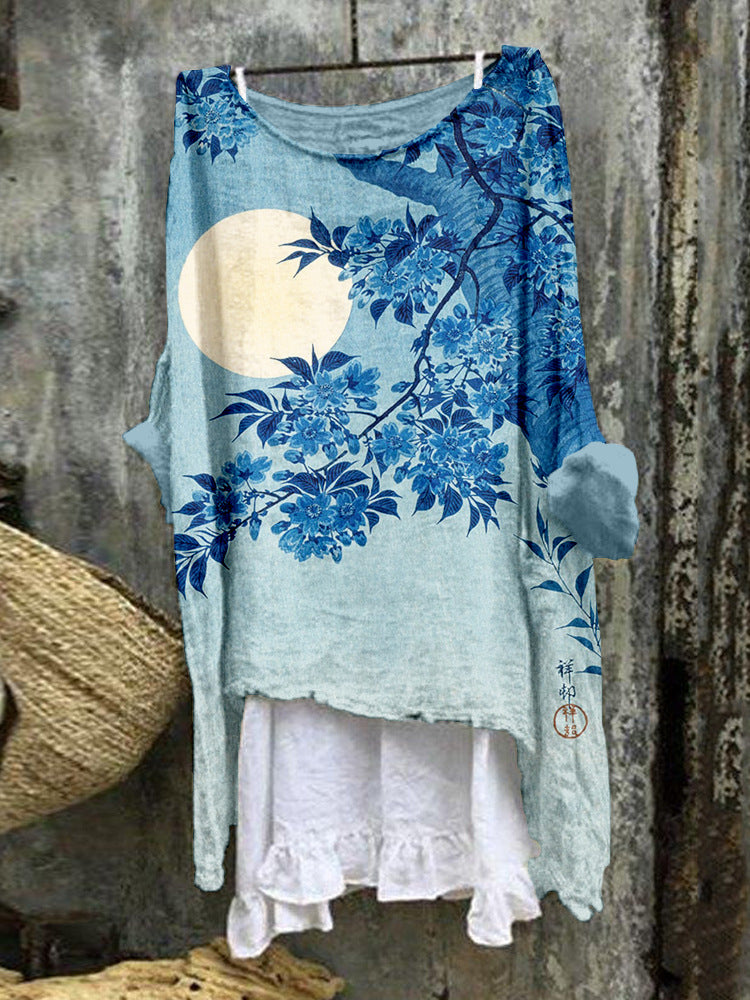 Summer Monsoon Long Sleeve Printed Urban Leisure Pullover Single Top