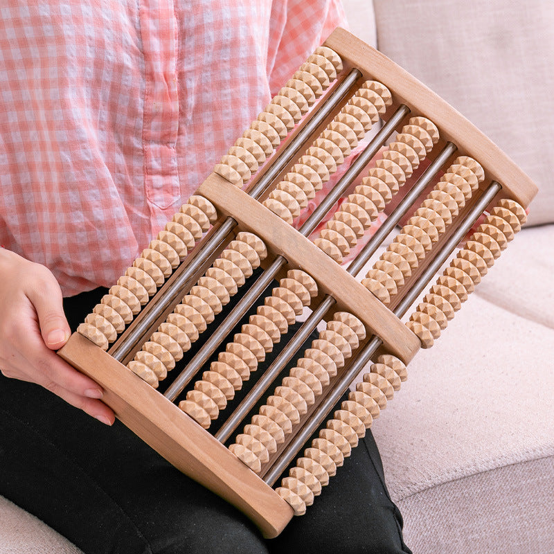 Wooden Six-row Large Roller Foot Acupuncture Massager