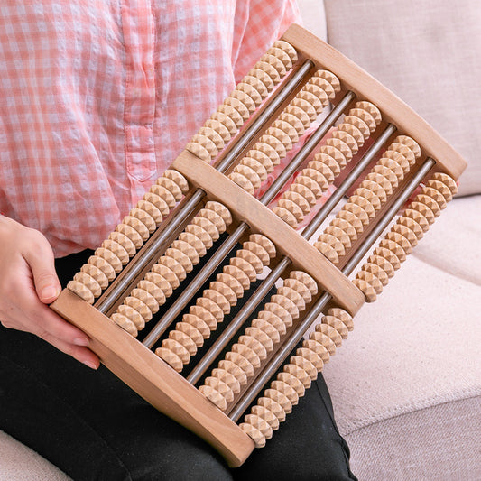 Wooden Six-row Large Roller Foot Acupuncture Massager