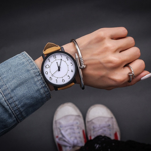 Fashion Casual Big Dial Belt Watch